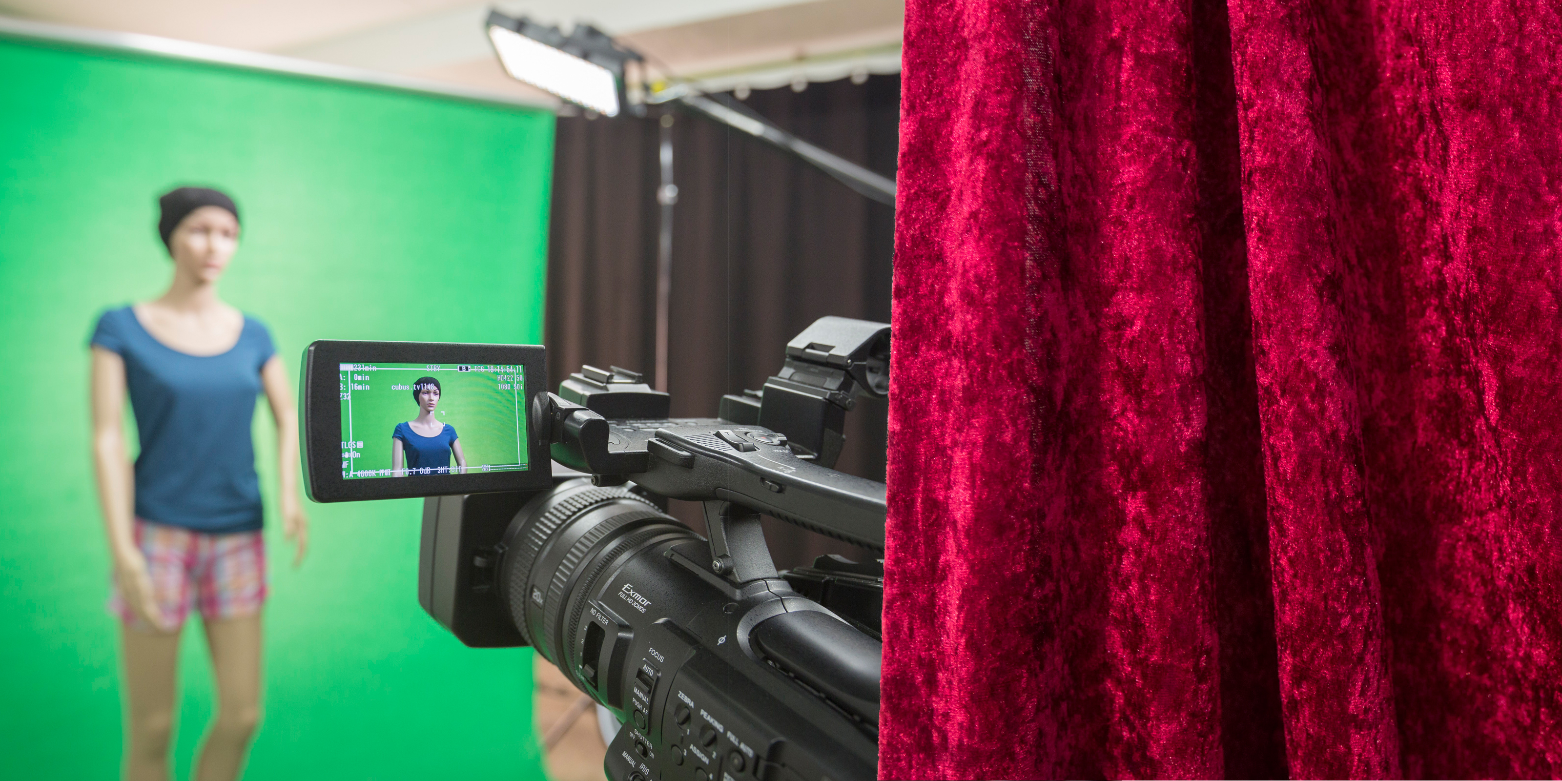 Beispielaufbau im cubus.tv Mietstudio mit Greenscreen